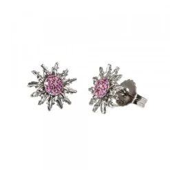 Pendientes Eguzkilore Plata Negra y Circonitas Fucsia 14mm