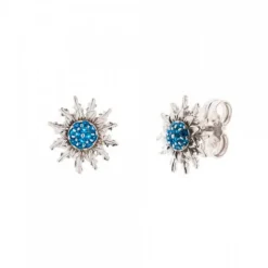 Pendientes Eguzkilore Plata y Circonitas Azules 14mm