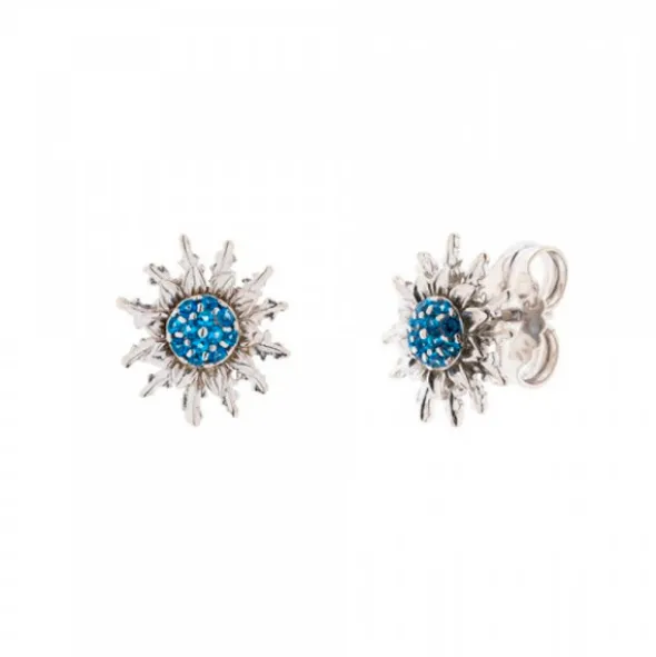 Pendientes Eguzkilore Plata y Circonitas Azules 14mm