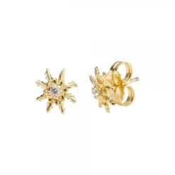 Pendientes Eguzkilore Plata Dorada y Circonita 11mm