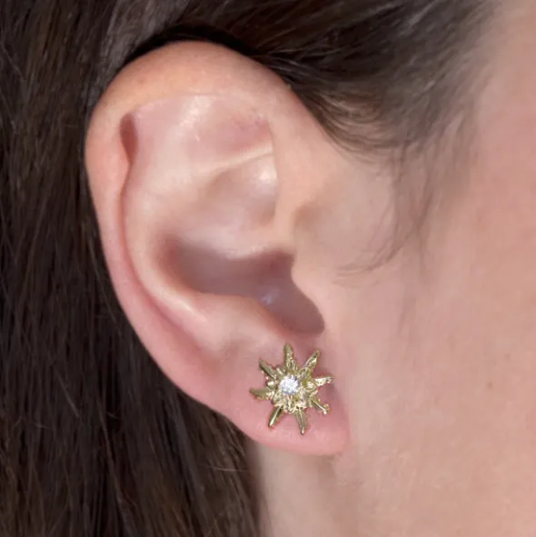 Pendientes Eguzkilore Plata Dorada y Circonita 11mm