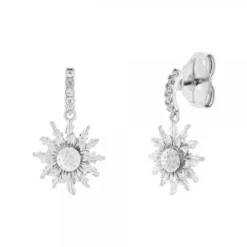 Pendientes Largos Eguzkilore Plata y Circonitas Blancas