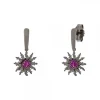 Pendientes Largos Eguzkilore Rutenio Circonitas Fucsia