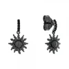 Pendientes Largos Eguzkilore Plata Negra y Circonitas Negras
