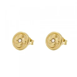 Pendientes Lauburu Redondos Plata Dorada Circonita 10mm