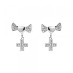 Pendientes Lazo y Cruz de Plata