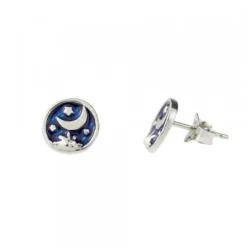 Pendientes Luna de Plata con Esmalte Azul