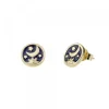 Pendientes Luna de Plata Dorada con Esmalte Azul
