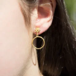 Pendientes Luna Llena Largos Plata Dorada