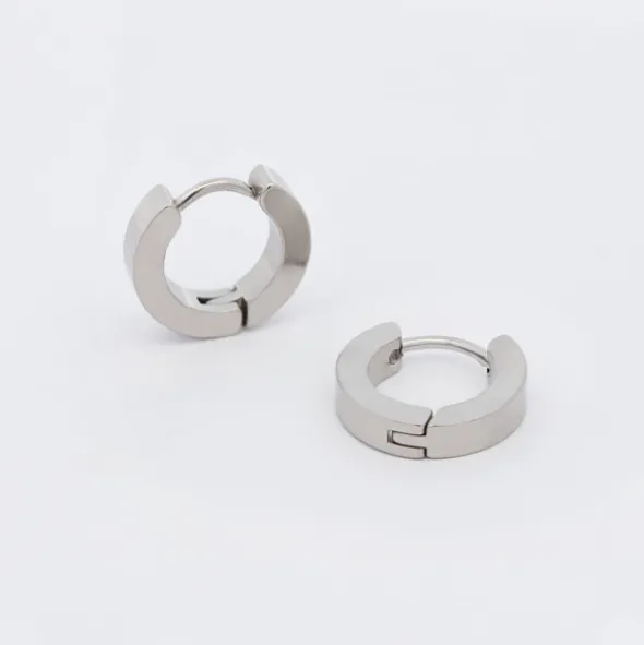 Pendientes Mini Aro Acero Acabado Mate 13mm