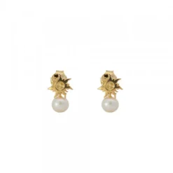 Pendientes Mountain de Plata Dorada con Perla