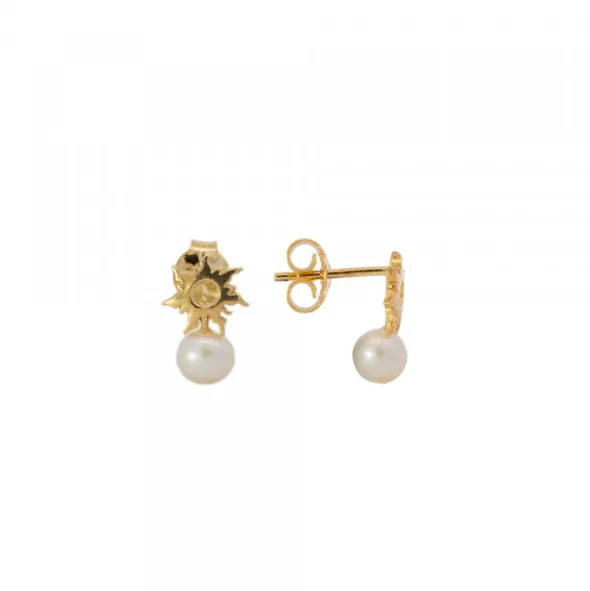 Pendientes Mountain de Plata Dorada con Perla