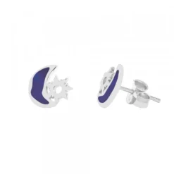 Pendientes Mountain Plata con Esmalte Azul