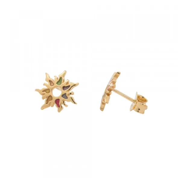 Pendientes Mountain Plata Dorada Multicolor