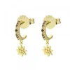 Pendientes Muka Plata Dorada y Circonitas Marrones