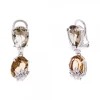 Pendientes Queen 3 Largos Plata y Cristales Marrones