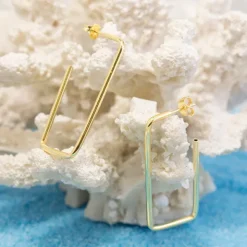 Pendientes Rectangulares Plata Dorada 40mm