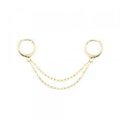 Piercing Cadena Doble Cripa Plata Dorada
