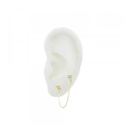 Piercing Cadena Plata Dorada y Circonita