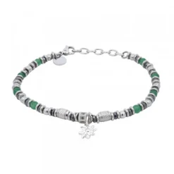 Pulsera Acero Cuentas Jade Verde
