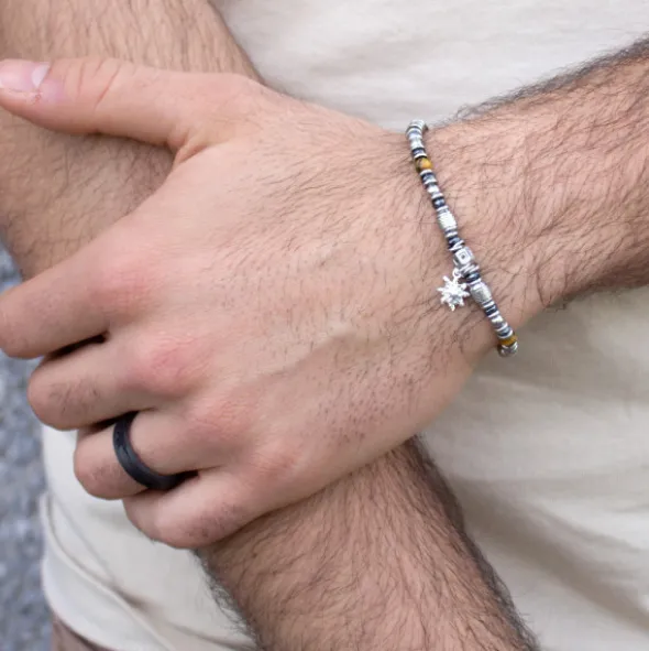 Pulsera Acero Cuentas Ojo de Tigre