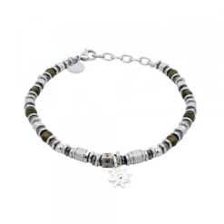 Pulsera Acero Cuentas Ojo de Tigre