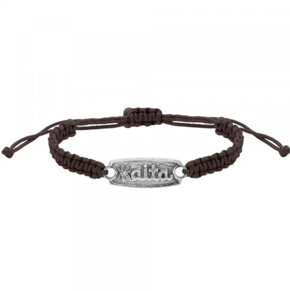 Pulsera Aita Marrón Plata Acabado Rústico