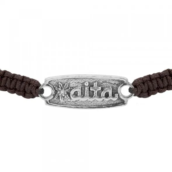 Pulsera Aita Marrón Plata Acabado Rústico