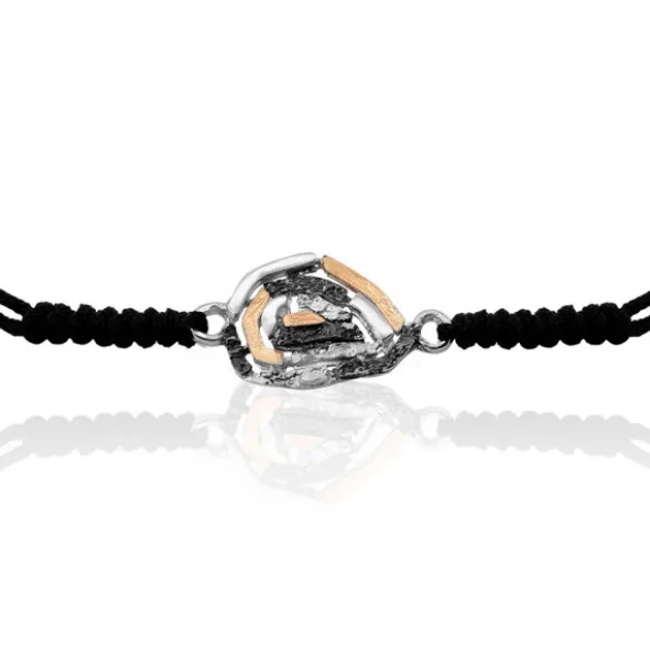 Pulsera Almendra de Vitoria Silueta Plata con Lámina de Oro