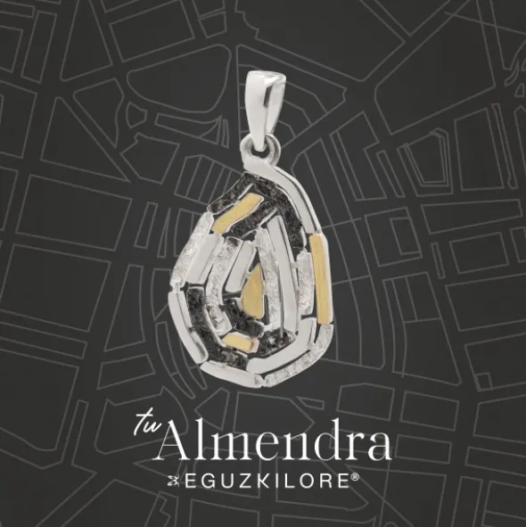 Pulsera Almendra de Vitoria Silueta Plata con Lámina de Oro