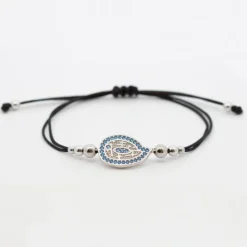 Pulsera Almendra Plata y Circonitas Azules