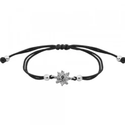 Pulsera Basic Colors Hilo Negro Rutenio y Circonita Negra