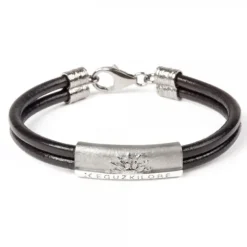 Pulsera Cuero y Chapa de Plata Eguzkilore