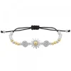 Pulsera Eguzkilore Bolitas Plata Bicolor y Macramé