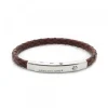 Pulsera Eguzkilore Estrecha Cuero Trenzado Marrón