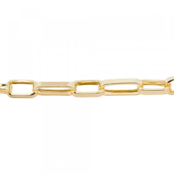 Pulsera Eslabones Alargados de Plata Dorada