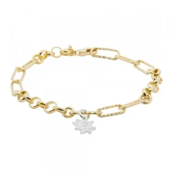 Pulsera Eslabones y Aros Eguzkilore Plata Dorada