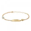 Pulsera Identidad Ovalada de Plata Dorada y Perla Personalizable