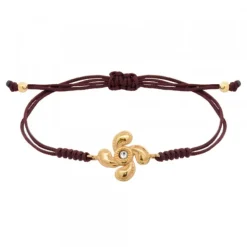 Pulsera Lauburu Berria Plata Dorada y Circonita