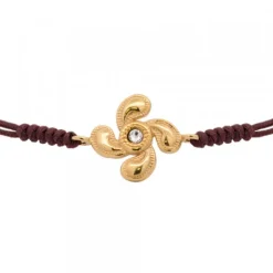 Pulsera Lauburu Berria Plata Dorada y Circonita
