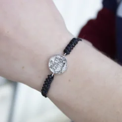 Pulsera Maite Zaitut Ama Plata Macramé Negro