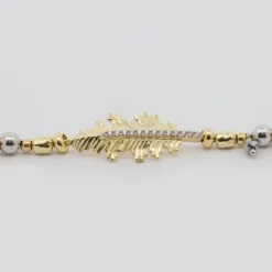 Pulsera Mari Bolitas Plata Dorada y Circonitas