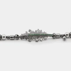 Pulsera Mari Bolitas Rutenio y Circonitas Verdes