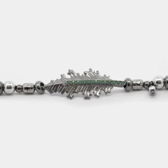 Pulsera Mari Bolitas Rutenio y Circonitas Verdes