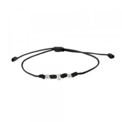 Pulsera Mik Negra Eguzkilore Oro Blanco