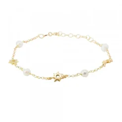 Pulsera Mountain Plata Dorada y Perlas