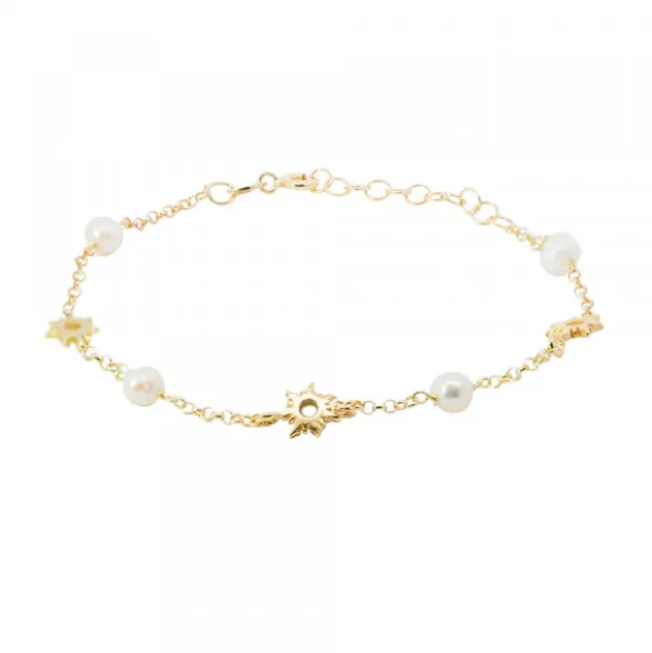 Pulsera Mountain Plata Dorada y Perlas