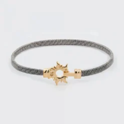 Pulsera Mountain Rígida Acero Negro y Plata Dorada