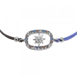 Pulsera Muka Macramé Plata y Circonitas Multicolor