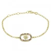 Pulsera Muka Plata Dorada y Circonitas Marrones
